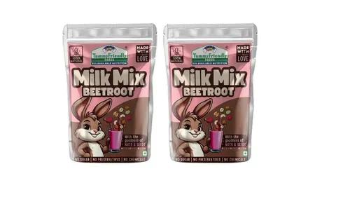 Tummy Friendly Beetroot Milk Mix For Kids. Made Of Organic Nuts, Seeds, Healthy Milk Mix For Toddlers, 1 Year, 2 Year Old Baby And Elder Kids. Kids Milk Powder Mix - 200G Pack, 2 Packs