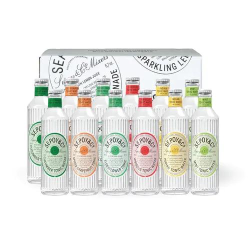 Sepoy & Co. Tonic Water's Tasting Box (Pack of 12 X 200ml) | Low Calorie | 100% Natural Ingredients | Premium Cocktail Mixers | Flavored & Aerated Drink