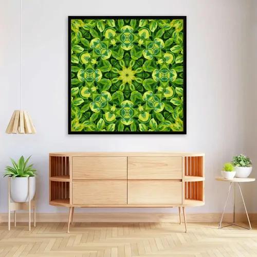 ArtzFolio Green Mandala Flower | Premium Canvas Painting for Bedroom & Living Room | Black Wood Frame | 12 x 12 inch (30 x 30 cms)