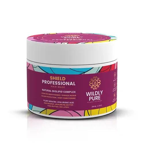 WILDLY PURE Professional Natural Keratin Hair Spa Mask| With Plant Keratin & Hyaluronic Acid| 7 days of Deep Conditioning | 8 Weeks of Color Protection|33% Reduction in hair Loss | 200ML(Shield)