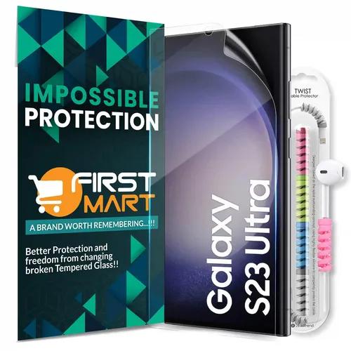 FIRST MART Screen Protector for Samsung Galaxy S23 Ultra 5G - Clear Nano Fiber Unbreakable Membrane Case Friendly Full Edge to Edge Screen Coverage with Charging Cable Protector