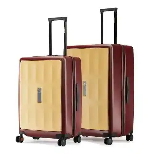 Nasher Miles Zanzibar TSA Lock Hard-Sided Polycarbonate Luggage Set of 2 Yellow Maroon Trolley Bags (65 & 75 cm)| Suitcase