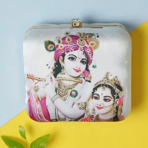 Radha & Krishna Printed Designer Clutch For Women