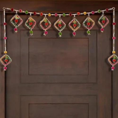 WEBELKART Handmade Premium Parrot Door Toran for Home and Diwali Decoration (Multicolor, 38 Inch x 21 Inch)