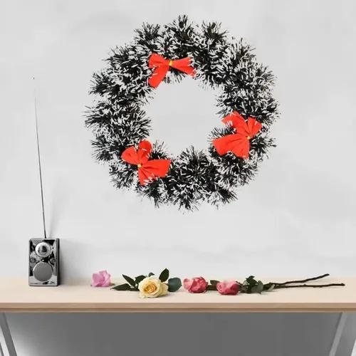 Webelkart Premium Combo of Christmas Wreath for Front Door Wall Hanging Snow Bowknot Wreath Garland Christmas Tree Ornaments Xmas Decoration with 26 Small Christmas Tree ornaments (10 Inches)