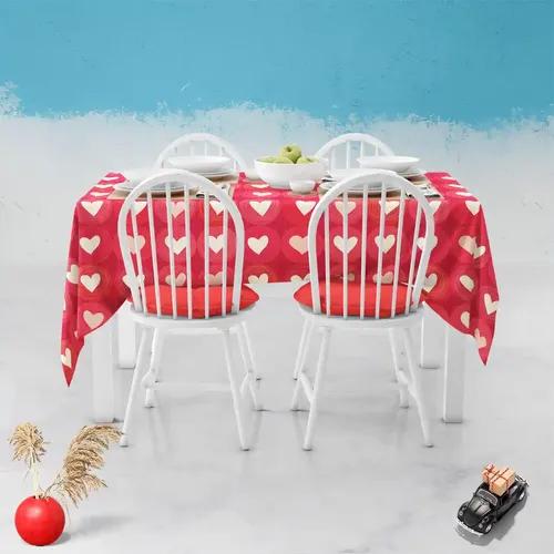 ArtzFolio Hearts | Table Cloth Cover for Dining & Center Table | Washable Waterproof Polyester Fabric | 8-Seater Table; 54 x 81 inch (137 x 206 cms)