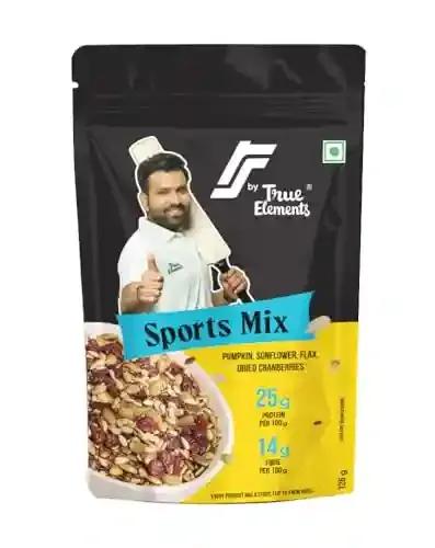 RS By True Elements Sports Mix 125g - Pumpkin Seeds, Sunflower Seeds, Flax Seeds & Cranberries | Trail Mix | 25g Protein | Seeds Mix for Eating | Mixed Seeds & Berries