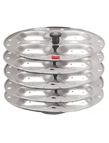 HAZEL Idli Stand Stainless Steel | 5-Rack Idli Plates for 20 Pieces Regular Size Idli Preparation | Supreme Quality Food Grade Idli Stand Ideal for Daily Usage