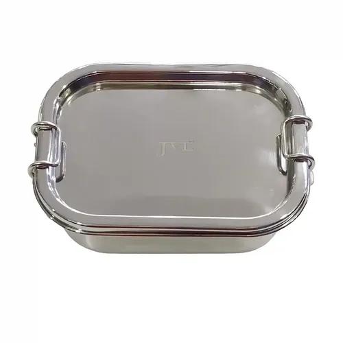 Jvl Stainless Steel Rectangle Shape Leak Proof Lunch Box Single Layer With Inner Plate Mini Size - 500 Ml