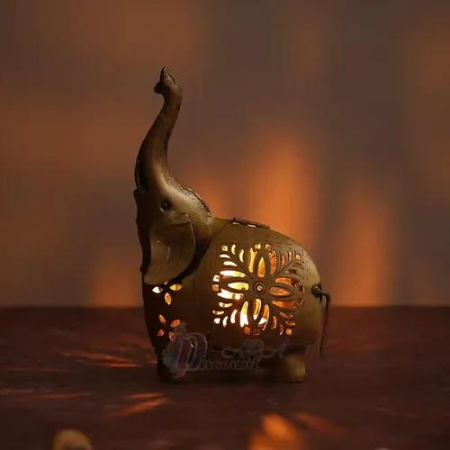 Dartistry Elephant Tealight Holder/Decoration Items for Home Decor/Office/Corporate Gift Items/Antique Showpiece