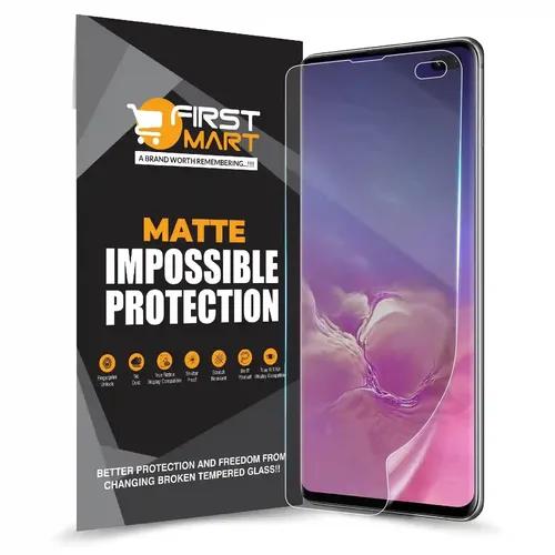 FIRST MART Screen Protector for Samsung Galaxy S10 Plus - Nano Fiber Unbreakable Membrane Case Friendly Full Edge to Edge Screen Coverage & Installation Kit (Matte)