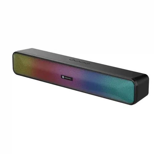 Portronics Radian 16W Bluetooth Stereo Soundbar with Multicolour LED Lights, in-Built FM Radio, Built in Mic, Aux in 3.5mm, Micro SD Slot(Black)