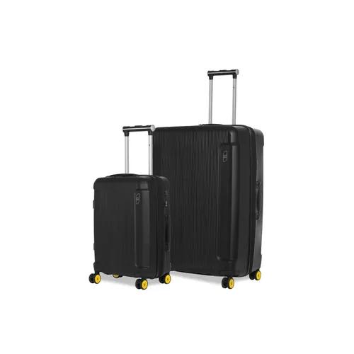 EUME Nomad Cabin 55 Cm And Check-In Large 76 Cm Luggage Trolley Bags For Travel |Polypropylene (Pp) 8 Silentrun Wheels Suitcase - Set Of 2 ( Charcoal Black)