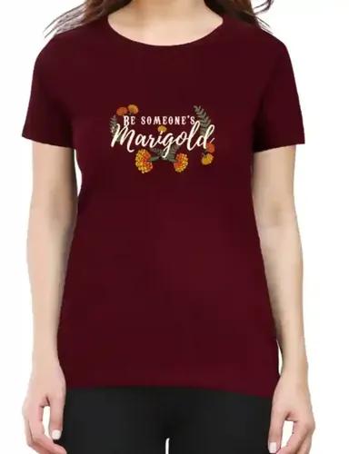 Be someone's Marigold - Women's regular fit T-shirt - Maroon - XS