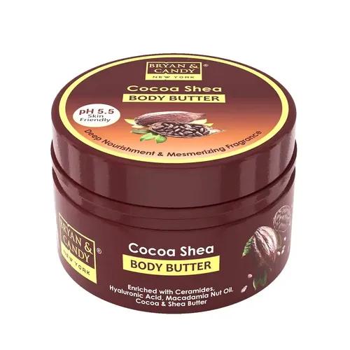 BRYAN & CANDY New York's Cocoa Shea Body Butter with Natural Organic Shea Butter and Cocoa Seed Butter For Soft Skin (200gm)