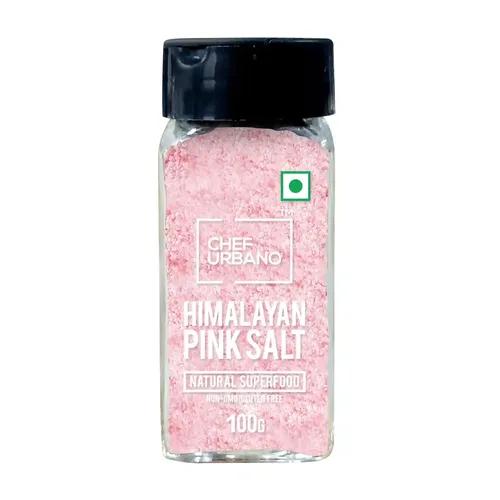 Chef Urbano Himalayan Pink Salt Sprinkler 100g | Pure & Natural | Mineral Rich Salt | Low Sodium | Packed with 84 Minerals | Glass Bottle