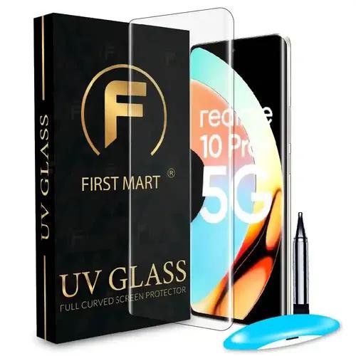 FIRST MART Tempered Glass for Realme 10 Pro Plus 5G / Realme 11 Pro Plus 5G / Realme 11 Pro 5G with Edge to Edge Full Screen Coverage and Easy UV Glue Installation Kit, Pack of 1