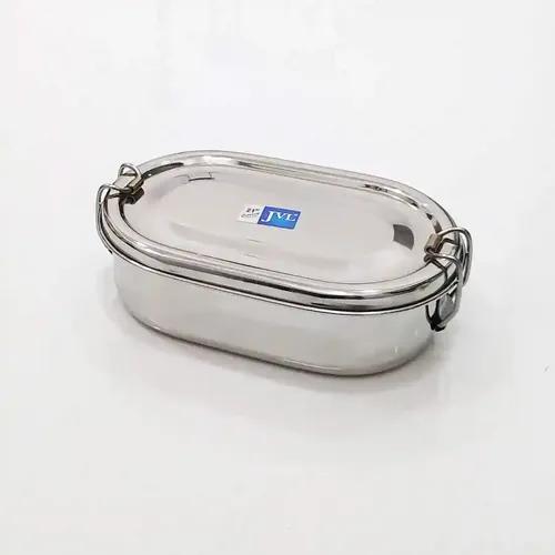 Jvl Stainless Steel Lunch Box For Kids Single Layer Tiffin Box With Inner Plate Capsule - Medium Size