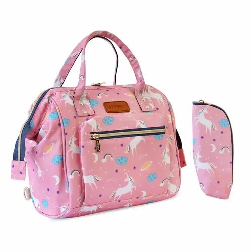 MOTHERLY Mini Diaper Bag for Mothers for Travel, Small Maternity Handbag for Newborn Baby,Mothers Travelling Bag,Multiple Pockets Water Resistant Baby Bag,Hospital Bag for Moms (Unicorn Pink)