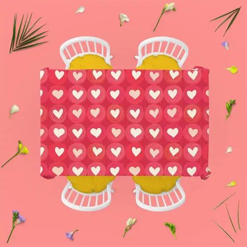 ArtzFolio Hearts | Table Cloth Cover for Dining & Center Table | Washable Waterproof Polyester Fabric | 6-Seater Table; 48 x 72 inch (122 x 183 cms)