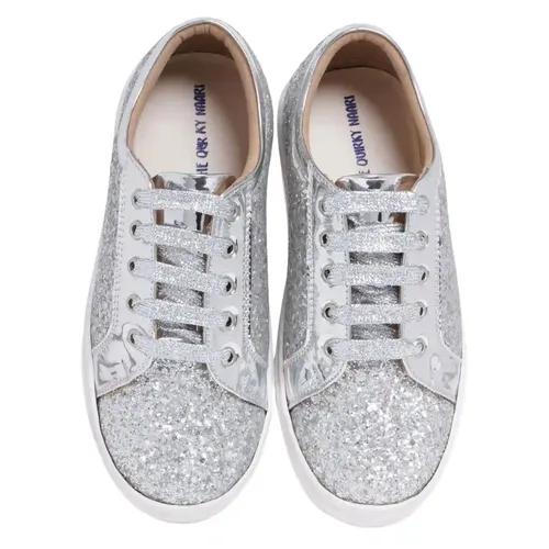 THE QUIRKY NAARI Glitterati Sneakers - Silver with Rich Design and Premium Look | Silver - 6 UK