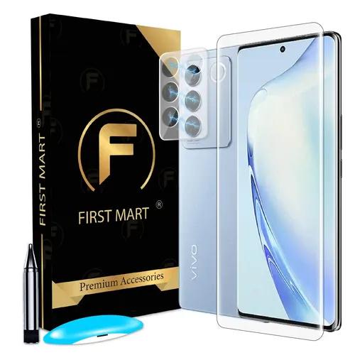 FIRST MART Tempered Glass and Crystal Clear Camera Lens for Vivo V27 Pro 5G with Edge to Edge Full Screen Coverage and Easy UV Glue Installation Kit