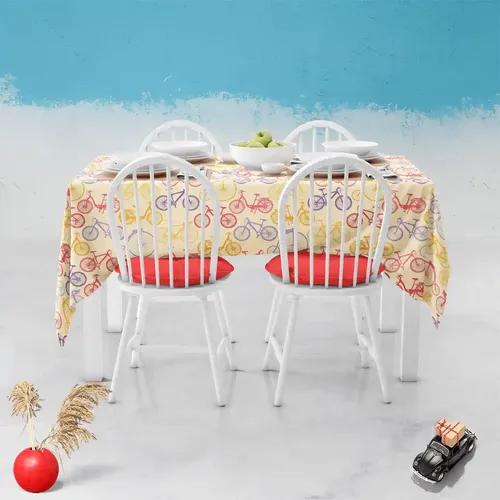 ArtzFolio Biking | Table Cloth Cover for Dining & Center Table | Washable Waterproof Polyester Fabric | 6-Seater Table; 48 x 72 inch (122 x 183 cms)