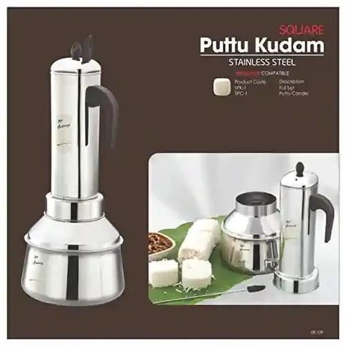 JVL Stainless Steel South Indian Square Puttu Kudam Maker