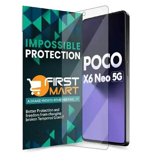 FIRST MART Screen Protector for Poco X6 Neo 5G Impossible Fiber Case Friendly Screen Protection & Installation Kit (Crystal Clear)