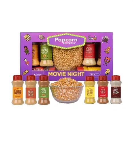 Popcorn & Company Movie Night Popcorn Kernels Seeds With 6 Seasonings- 850 Gm