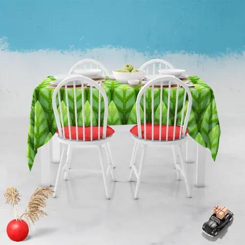 ArtzFolio Green Leaf | Table Cloth Cover for Dining & Center Table | Washable Waterproof Polyester Fabric | 8-Seater Table; 54 x 81 inch (137 x 206 cms)