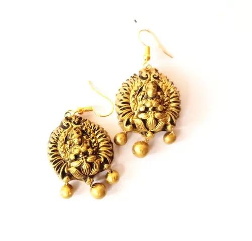 Lakshmi Design Ethnic Terracotta Earring for Women - Golden