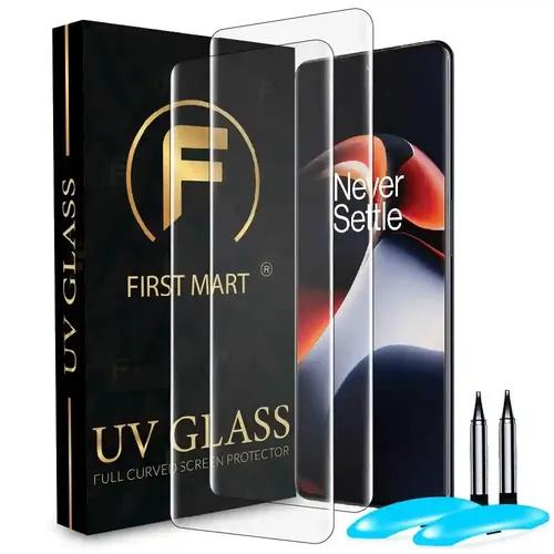 FIRST MART Tempered Glass for OnePlus 11R 5G / OnePlus 11 5G / OnePlus 10 Pro 5G with Edge to Edge Full Screen Coverage and Easy UV Glue Installation Kit, Pack of 2