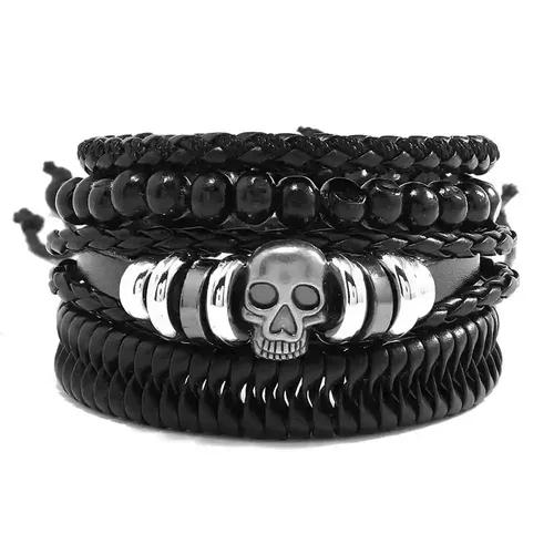 Black Mens's Bracelet with Skull Metal