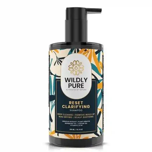 WILDLY PURE Clarifying Shampoo for Hard Water & Metal Damage | For Oily Scalp & Low Porosity Hair | Deep Clensing removes Built Up & flakes | Rosemary, Hibiscus & Castor Oil | Sulphate, Paraben & Silicone Free | Men & Women | 300 ml (Reset)