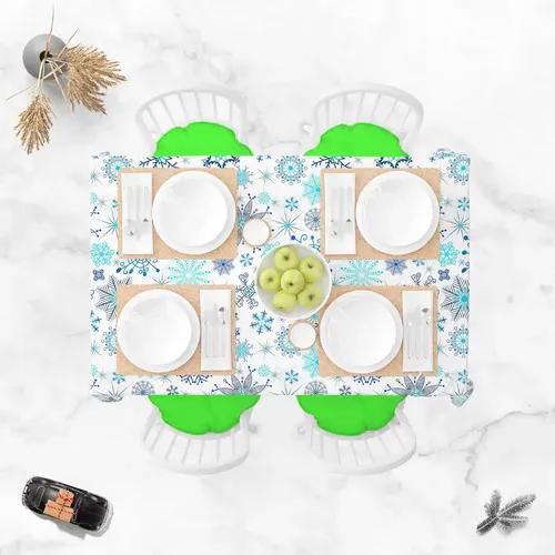 ArtzFolio Christmas Snowflakes D1 | Table Cloth Cover for Dining & Center Table | Washable Waterproof Polyester Fabric | 8-Seater Table; 54 x 81 inch (137 x 206 cms)