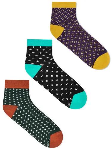 DYNAMOCKS Men's and Women's Combed Cotton Ankle Length Socks (Pack of 3) (Multicolour, Free Size)_Arrows_Plus_CLassic