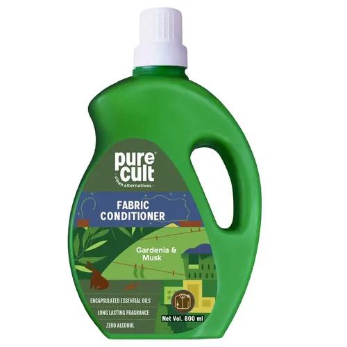 PureCult Plant-Based Fabric Conditioner (800 ml) | Conditions and Softens your Clothes | Use After Wash | Non-toxic, safe for baby clothes, woolens | Long lasting freshness | Gardenia & Musk