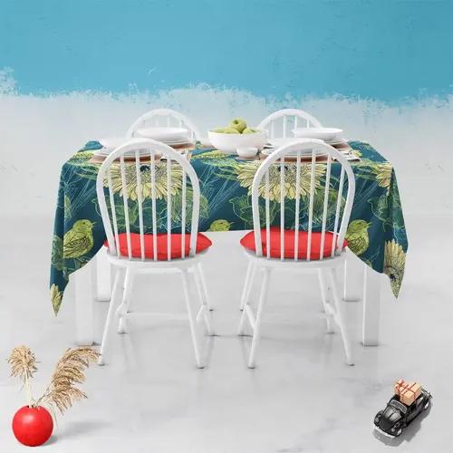 ArtzFolio Handdrawn Birds | Table Cloth Cover for Dining & Center Table | Washable Waterproof Polyester Fabric | 4-Seater Table; 42 x 63 inch (107 x 160 cms)