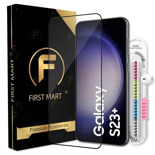 FIRST MART Premium Tempered Glass for Samsung Galaxy S23 Plus 5G / Samsung S22 Plus with Edge to Edge Coverage and Cable Protector and Easy Installation Kit, Pack of 1