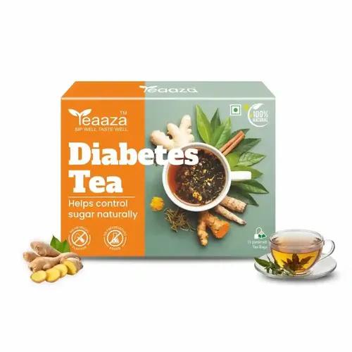 Teaaza Diabetes Tea Bags – 100% Herbal & Organic Tea -Your Natural Solution for Blood Sugar Control with Ayurvedic Herbs and Green Tea for Diabetes Care. Caffeine-Free Tea | Rich in Antioxidants | Tea For Diabetes | 15 Eco Friendly Pyramid Tea Bags