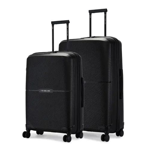 Nasher Miles Hawaii TSA Lock and Anti-Theft Hard-Sided Polypropylene Luggage Set of 2 Black Trolley Bags |Suitcase Set(65 & 75 cm)