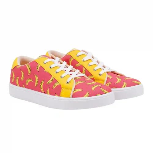 THE QUIRKY NAARI Peel Appeal Sneakers with Vibrant Banana Print | Orange - 7 UK