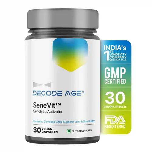 DECODE AGE Senolytic Activator SeneVit Blend of Fisetin, Apigenin For Immune Support | Healthy Ageing | Anti-Inflammatory | Cellular Health | Skin Health| Joint Health (30 Vegan Capsules)