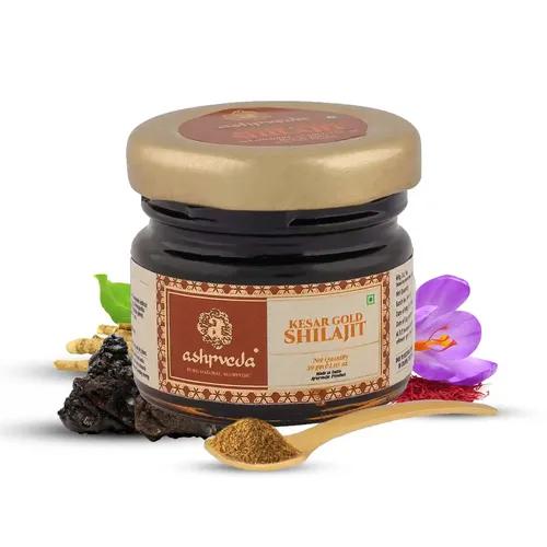 ASHPVEDA Kesar Gold Himalayan Shilajit/Shilajeet Resin for Overall Immunity, Strength, Performance and Stamina Booster - Contains 24 Carat Gold - Ayurvedic Shilajit (30gm)