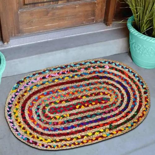 THE HOME TALK Natural Handcrafted Braided Round Jute Rug |Traditional Carpet For Living Room, Kitchen, Entryway, Bedroom, Dining Room |Rustic Bohemian Decor| Durable, Anti-Skid Carpets for Centre Table