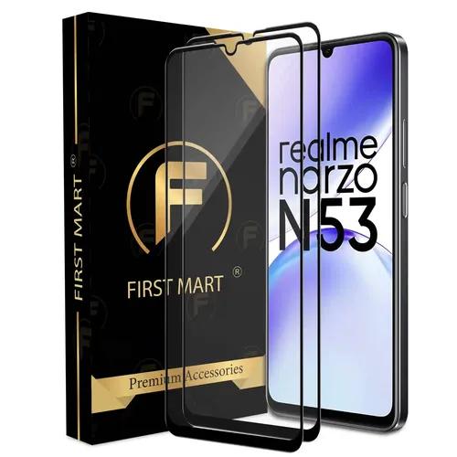 FIRST MART Premium Tempered Glass for Realme Narzo N53 5G / Realme C53 5G with Edge to Edge Coverage and Easy Installation Kit, Pack of 2