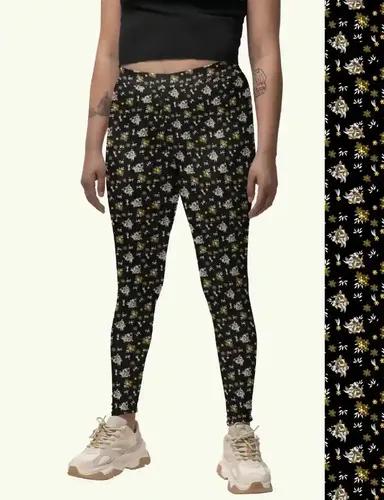 Daffodil dream - Printed Athleisure leggings for women with side pocket attached - XS