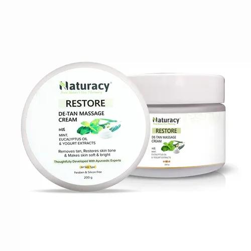 Naturacy De-Tan Cream For Face, Neck & Hands Tan Removal & Skin Brightening - 200 Gm