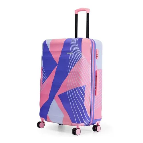 Nasher Miles Chicago Hard-Sided Polycarbonate Printed Check-in Luggage Pink Grey 28 inch | 75cm Trolley Bag Suitcase